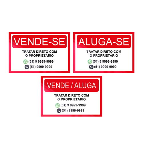 Placa-Aluga-ou-Vende--em-PS-1mm-90x60-adesivada-90-x-60-Frente-colorida-(4x0)-Placa